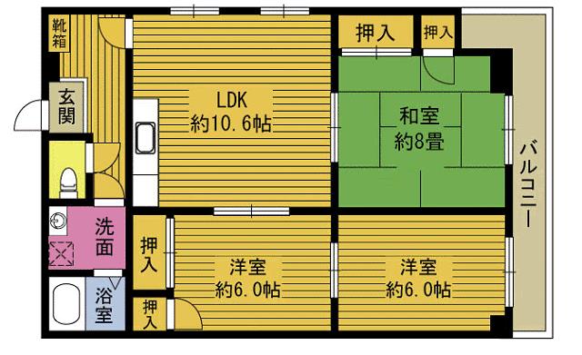 やまなみハイツ ２０１号室の賃貸情報（別府市北中7-2）｜別大興産